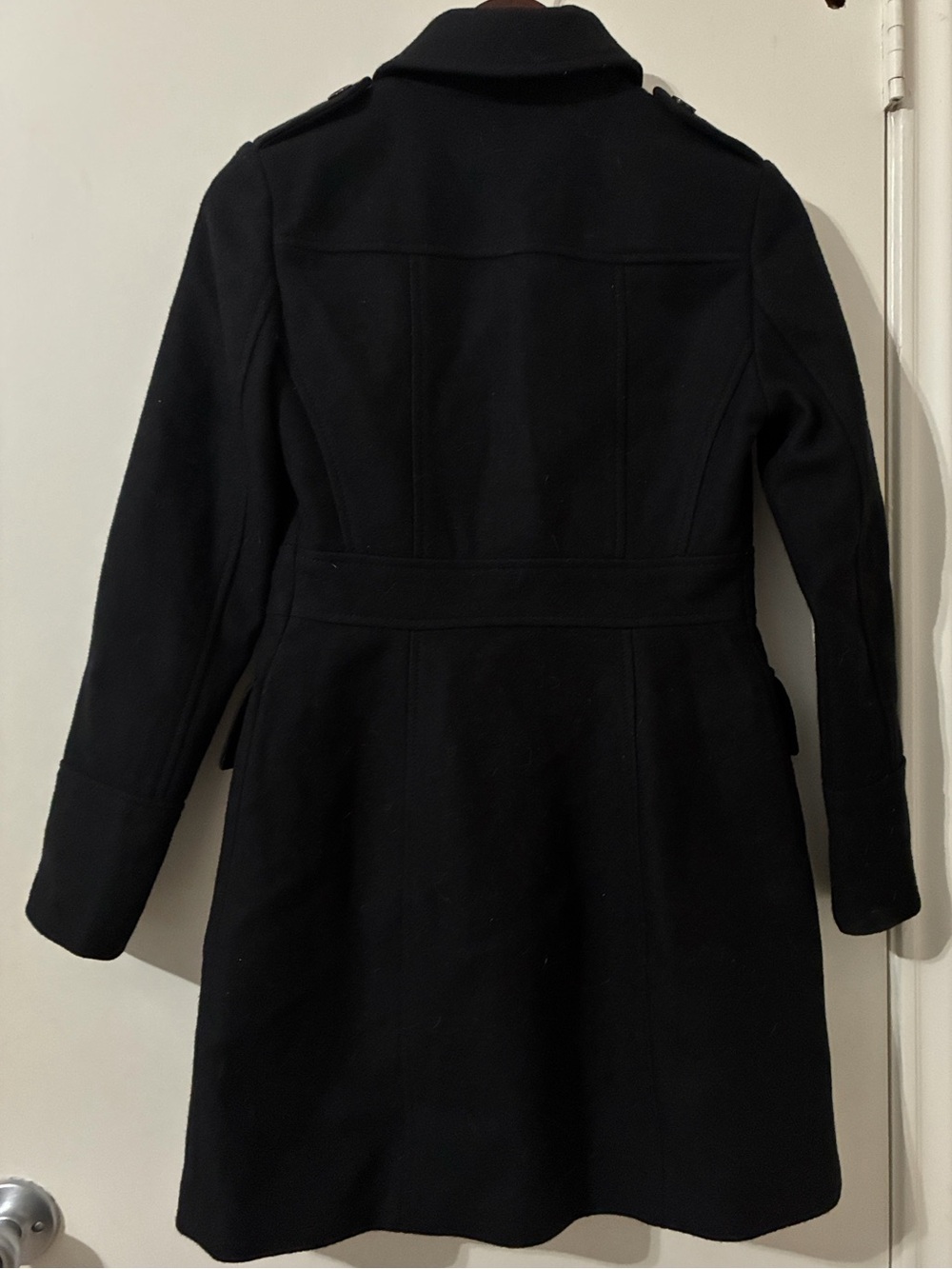 Banana Republic Black Wool Italian Fabric Military Pea Coat Petite XXS - Picture 2 of 6